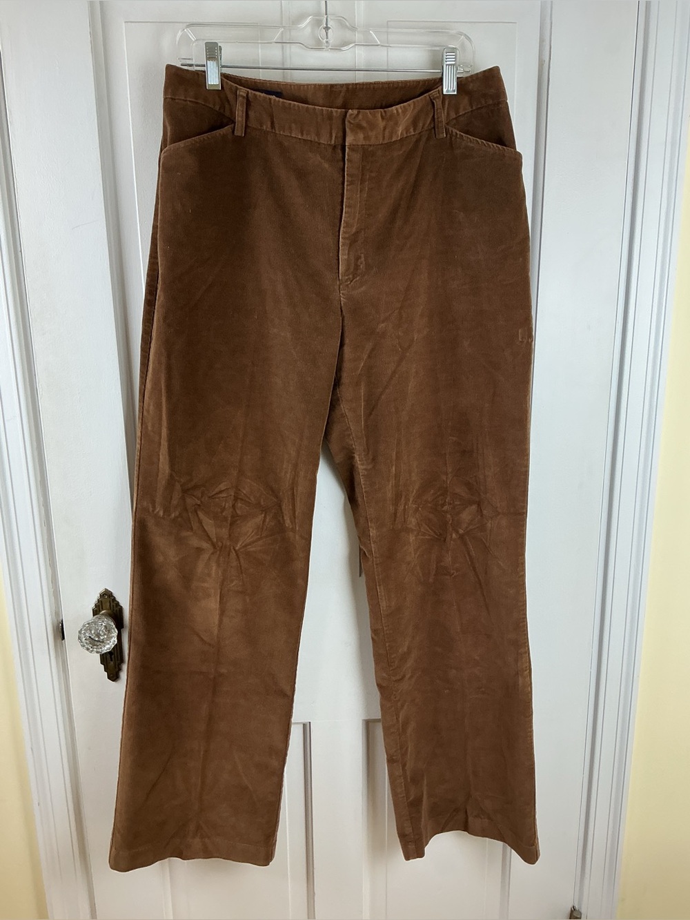 Land's End Womens High-Rise Wide Leg Corduroy Pants, Size 12